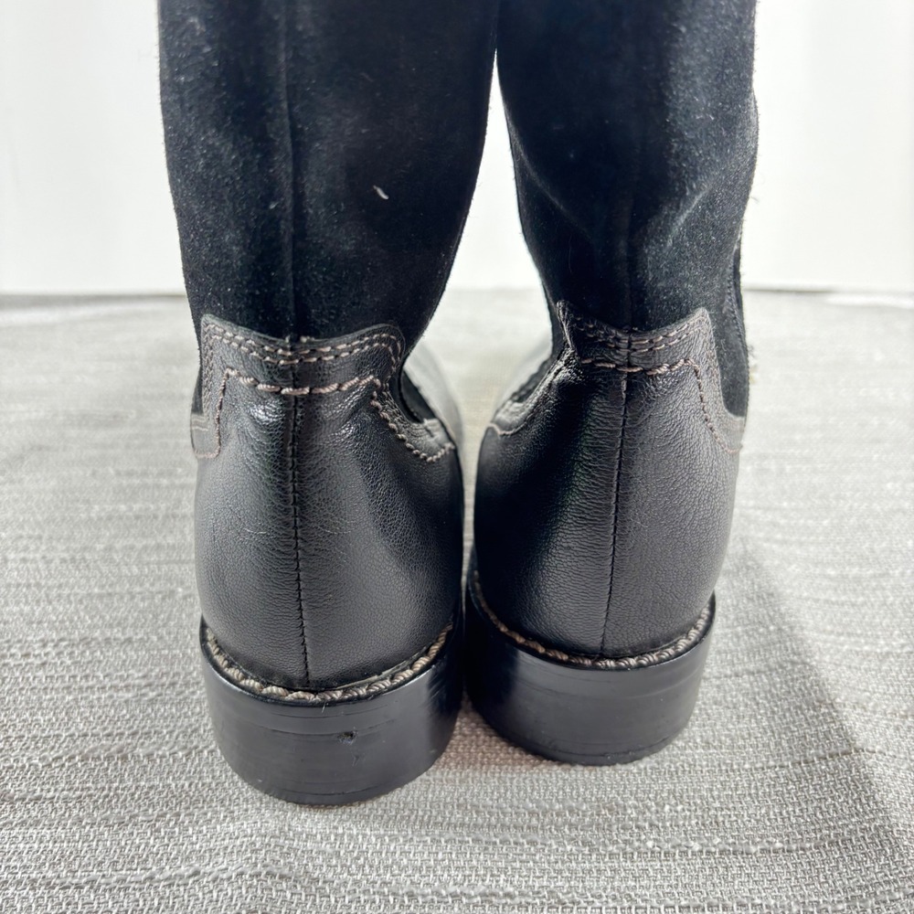Sofft Black Leather Suede Tall Riding Boots‎ Size 6.5M Button Accent Zip Up - Picture 6 of 10